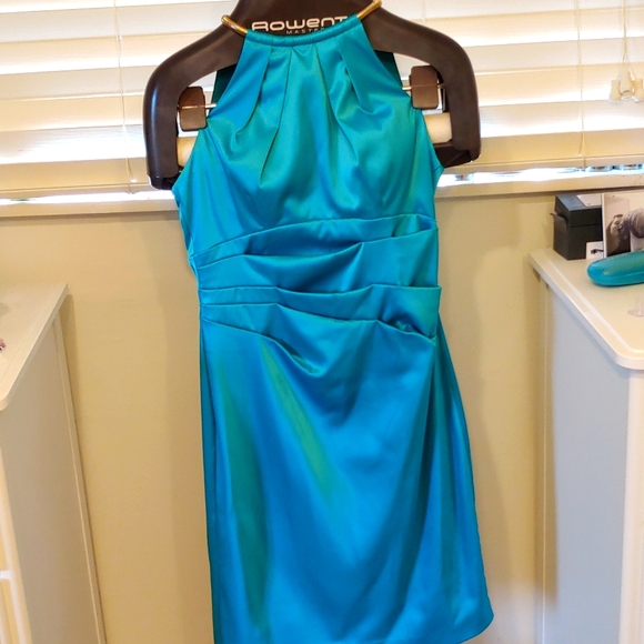 Eliza J. Party/cocktail dress, teal halter-style, size 6 - Picture 2 of 6
